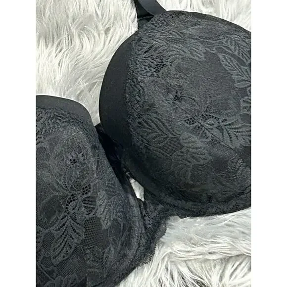 Womens Auden Black Lacey Lightly Lined Balconette Coverage‎ Underwire SZ Bra 46D - Picture 2 of 2